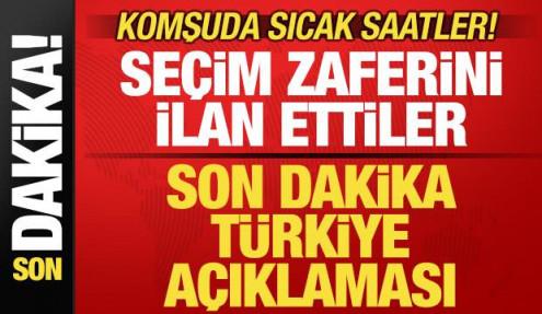 Komşuda sıcak saatler! Seçim zaferini ilan ettiler! Son dakika Türkiye açıklaması