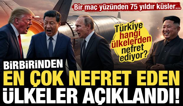 Birbirinden en &ccedil;ok nefret eden &uuml;lkeler a&ccedil;ıklandı! İşte T&uuml;rkiye'nin nefret ettiği &uuml;lkeler