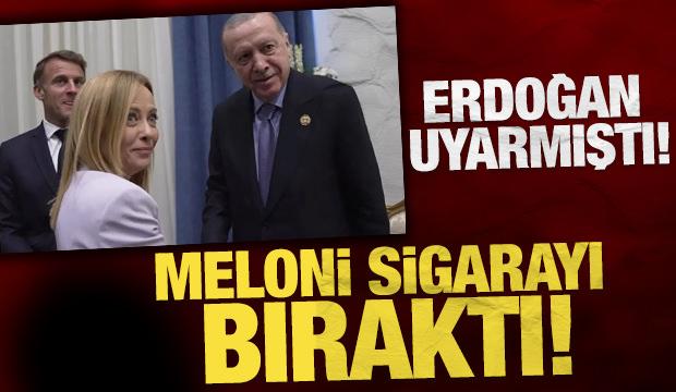 Cumhurbaşkanı Erdoğan&rsquo;ın tavsiyesine uydu: Meloni sigarayı bıraktı