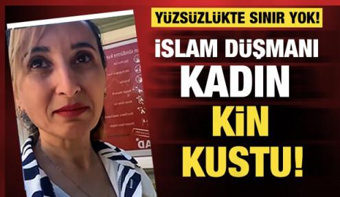 İslam düşmanı bir kadın başörtülü kadınları hedef alarak kin kustu.