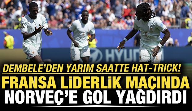 Dembele'den yarım saatte hat-trick! Fransa liderlik ma&ccedil;ında Norve&ccedil;'e gol yağdırdı