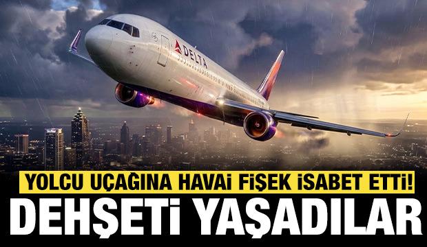 Havada dehşeti yaşadılar: Yolcu uçağına havai fişek isabet etti!