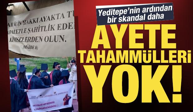 Eskişehir'de mezuniyet töreninde ayet yazılı pankarta güvenlik engeli