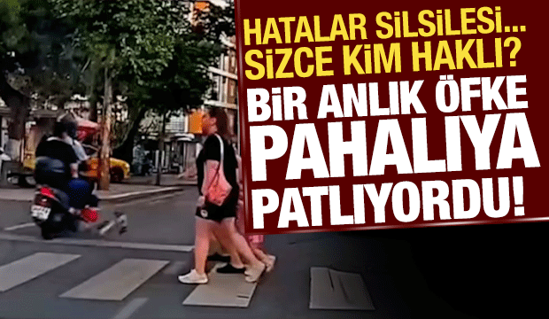 Yol vermeyen motorcuya skuter fırlattı: Hatalar zinciri pahalıya mâl oluyordu