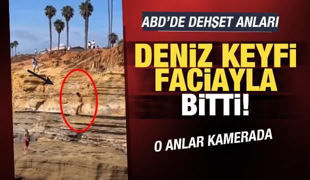 ABD'de 17 Yaşındaki gen&ccedil; u&ccedil;urumdan kayalara &ccedil;akıldı