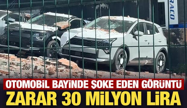 Kağıthane’de duvar otoparka doğru çöktü: 12 sıfır araçta 30 milyon liralık hasar oluştu