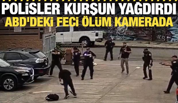 Mızrak taşıyan adama 8 polis kurşun yağdırdı! ABD'deki feci &ouml;l&uuml;m kamerada