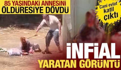 Şanlıurfa'da 85 yaşındaki annesini sopa ile dövdü! Dehşet kameraya yansıdı