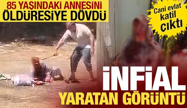 Şanlıurfa'da 85 yaşındaki annesini sopa ile dövdü! Dehşet kameraya yansıdı