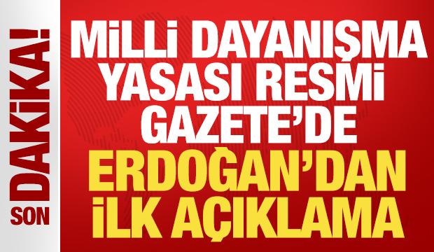 Milli Dayanışma Yasası Resmi Gazete'de