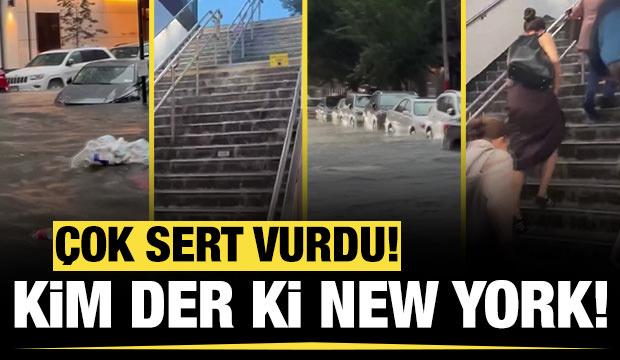 New York'u sağanak vurdu: Sokaklar sular altında kaldı, metro istasyonlarını su bastı