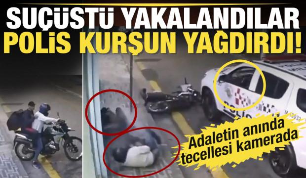 Su&ccedil;&uuml;st&uuml; yakalandılar, polis kurşun yağdırdı! Brezilya'da anında adalet