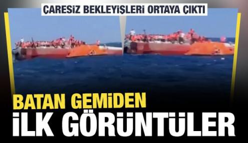 Girne'de batan gemiden ilk görüntüler: Geminin üzerinde çaresiz bekleyiş