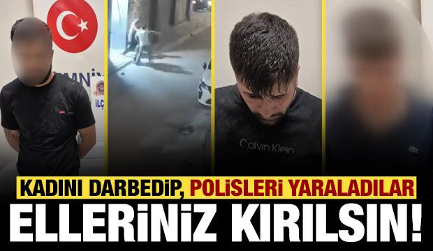 Kadına şiddeti engellemek isteyen polisleri bı&ccedil;akladılar: 4 ş&uuml;pheli tutuklandı