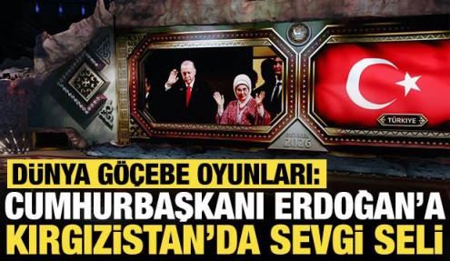 Dünya Göçebe Oyunları: Cumhurbaşkanı Erdoğan'a Kırgızistan'da sevgi seli