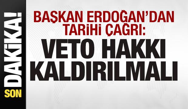 Başkan Erdoğan'dan tarihi çağrı: Veto hakkı kaldırılmalı