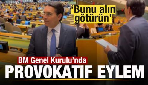 BM Genel Kurulu'nda provokatif eylem: Bunu alın götürün