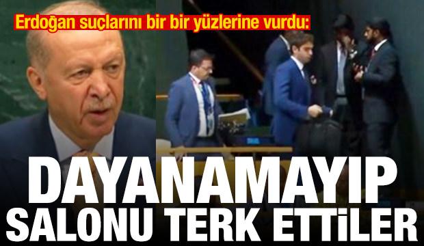 Erdoğan suçlarını bir bir yüzlerine vurdu: Dayamayıp salonu terk ettiler