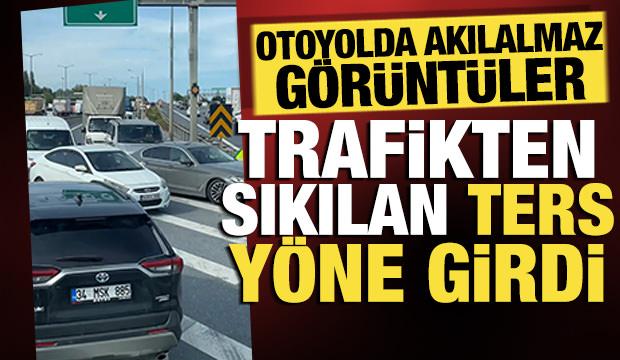 İstanbul'da akılalmaz g&ouml;r&uuml;nt&uuml;ler: Trafikten sıkılıp ters y&ouml;ne girdiler!