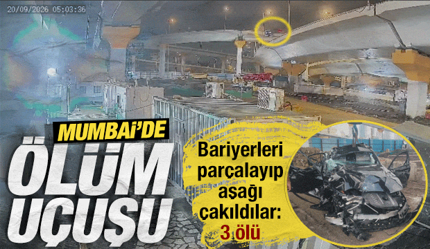 Mumbai'de bariyerleri aşan BMW, metrelerce y&uuml;ksekten aşağı &ccedil;akıldı: 3 gen&ccedil; &ouml;ld&uuml;