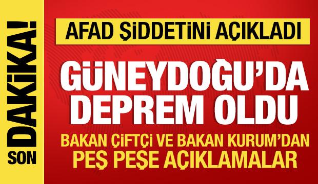 Son Dakika: Güneydoğu'da hissedilen deprem meydana geldi