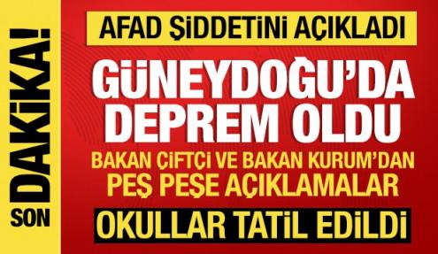 Son Dakika: Güneydoğu'da hissedilen deprem meydana geldi