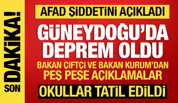 Son Dakika: Güneydoğu'da hissedilen deprem meydana geldi