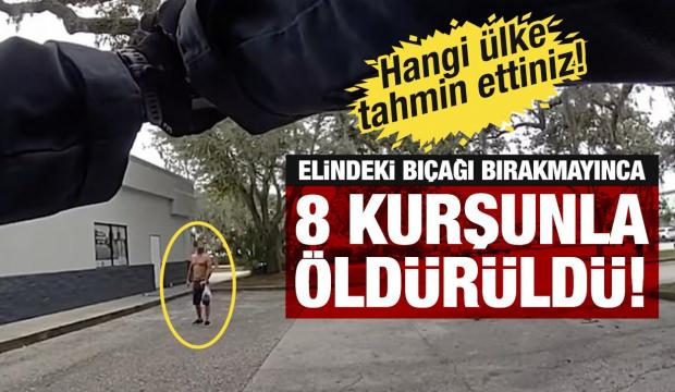 ABD'de dehşet anları: Elinde kasap bı&ccedil;ağıyla direnen ş&uuml;pheli &ouml;l&uuml; ele ge&ccedil;irildi