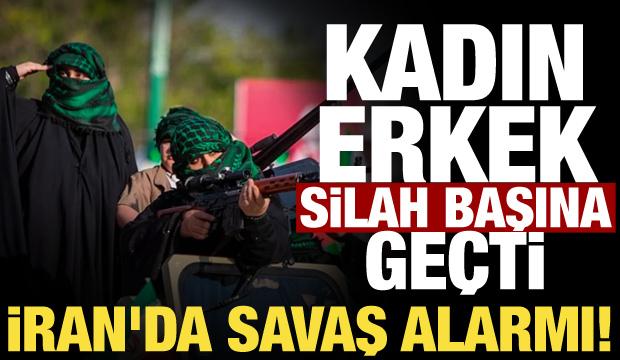 İran'da dikkat çeken savaş hazırlığı! Kadın erkek eğitime alındı