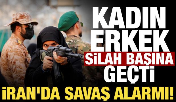 İran'da dikkat &ccedil;eken savaş hazırlığı! Kadın erkek eğitime alındı