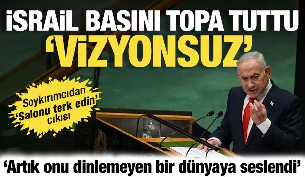 Netanyahu'nun BM k&uuml;rs&uuml;s&uuml;ndeki k&uuml;stah tavırları İsrail basınında tepki &ccedil;ekti