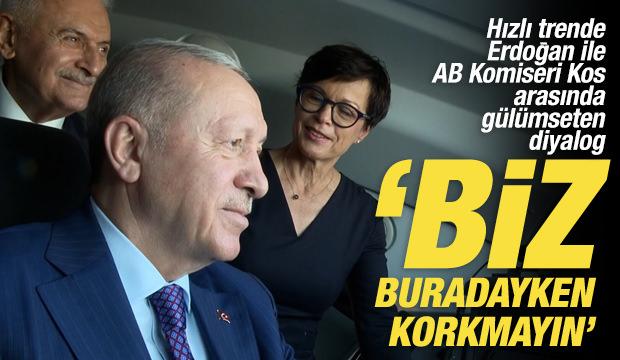 Hızlı trende Erdoğan’la AB Komiseri arasında gülümseten diyalog: Biz buradayken korkmayın