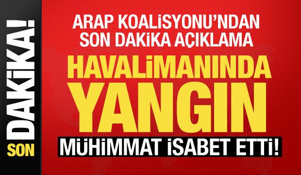 Son dakika... Riyad'daki havalimanında yangın! Mühimmat isabet etti