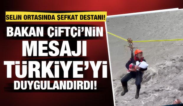 Sakarya'da Jandarma'nın y&uuml;rekleri ısıtan g&ouml;r&uuml;nt&uuml;s&uuml;ne Bakan &Ccedil;ift&ccedil;i'den tebrik mesajı