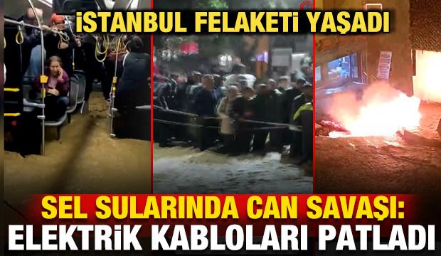 İstanbul felaketi yaşadı! Sel sularında can savaşı: Vatandaşları halatla kurtardılar
