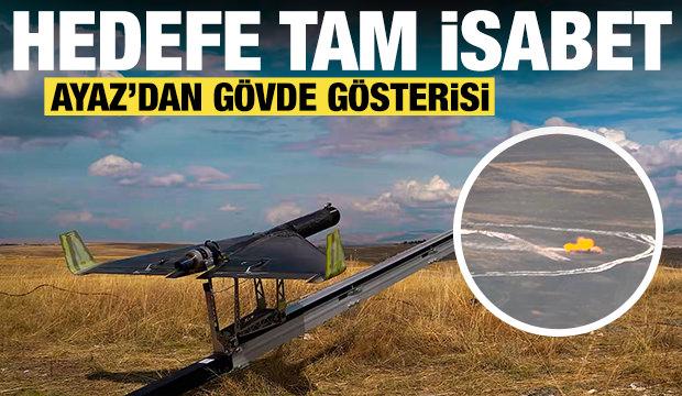 TUSAŞ'ın yeni vurucu g&uuml;c&uuml; AYAZ Kamikaze İHA hedefi tam isabetle vurdu