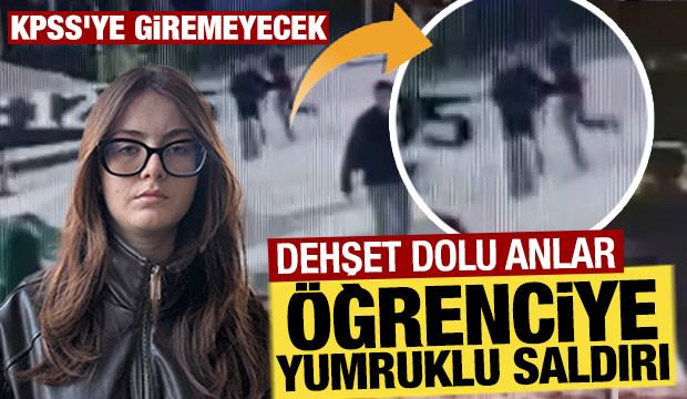 &Uuml;niversite &ouml;ğrencisi Hiranur'a yumruklu saldırı! Dehşet dolu anlar: KPSS'ye giremeyecek