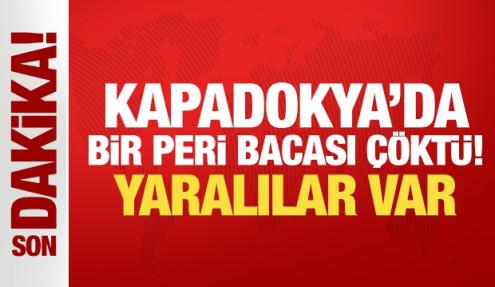 Son dakika: Kapadokya'da bir peri bacası çöktü! Yaralılar var