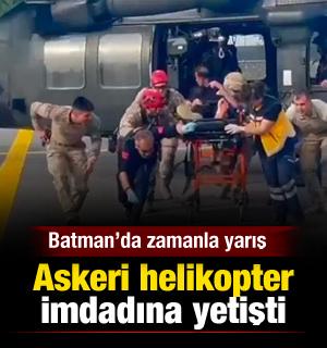 Yılanın ısırdığı kişi, askeri helikopterle alınıp, ambulansla hastaneye götürüldü