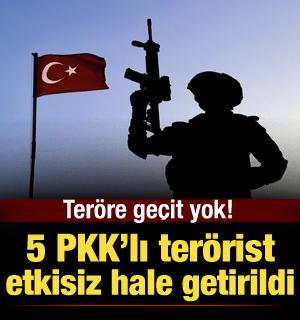 5 PKK'lı terörist etkisiz hale getirildi!