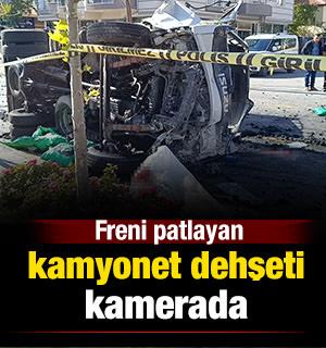 Freni patlayan kamyonet dehşeti kamerada