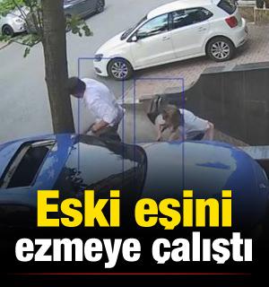 Yolda karşılaştığı eski eşini aracıyla ezmeye çalıştı