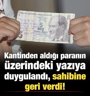 5 TL'lik banknotun üzerinde duygulandıran not: İlkokul öğrencisi sahibine geri verdi