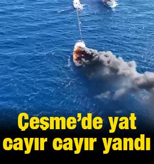 Çeşme'de motoryat alev alev yandı, kullanılamaz hale geldi
