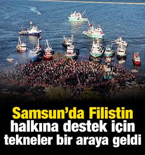 Samsun’da Filistin’e destek için tekneler kortej oluşturdu