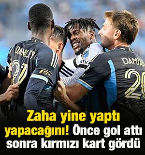 Zaha yine yaptı yapacağını! Önce gol attı sonra kırmızı kart gördü