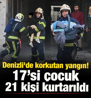 Denizli'de korkutan yangın! 17’si çocuk 21 kişi kurtarıldı