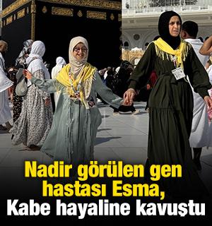 Nadir görülen gen hastası Esma, Kabe hayaline kavuştu
