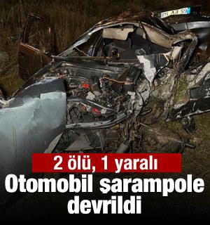 Otomobil şarampole devrildi: 2 ölü, 1 yaralı