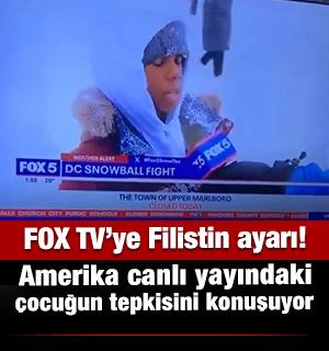 ABD'li Fox TV'ye Filistin ayarı! Canlı yayındaki çocuğun o sloganı sosyal medyayı salladı.